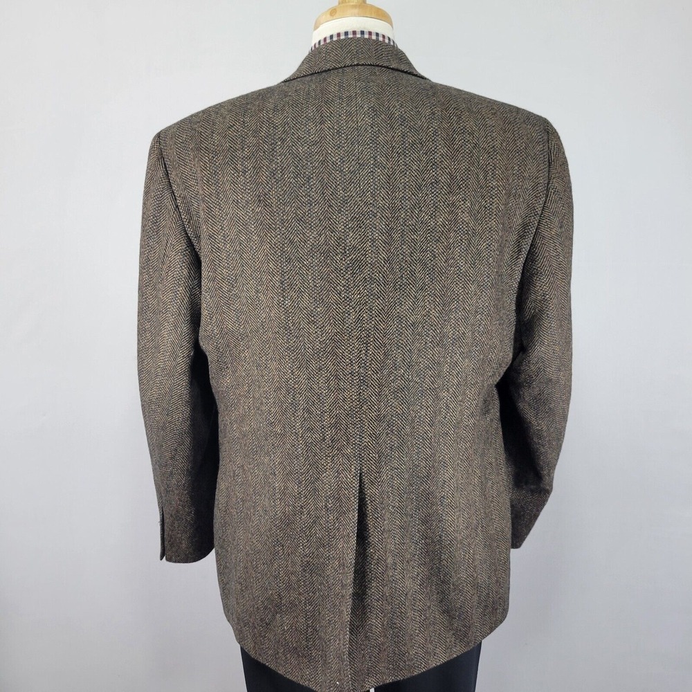 Cricketeer Men's Tweed Sport Coat Blazer Two Button Brown Herringbone Wool 46R - Picture 8 of 14